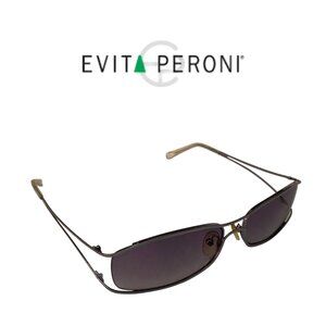 Evita Peroni Hand Made Silver Metal Rectangle Sunglasses